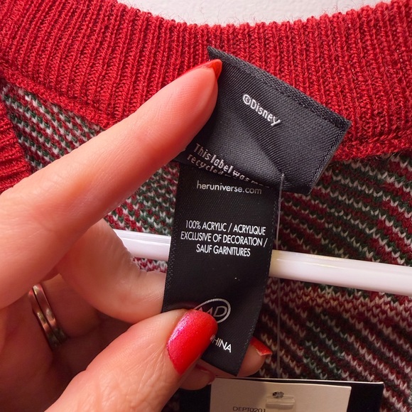 NWT Her Universe Disney Mickey and Minnie Mouse Embroidered Holiday Sweater Vest - Picture 10 of 16